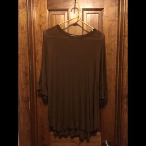 Brown Oversized Tunic Shirt by Color Me Red Medium